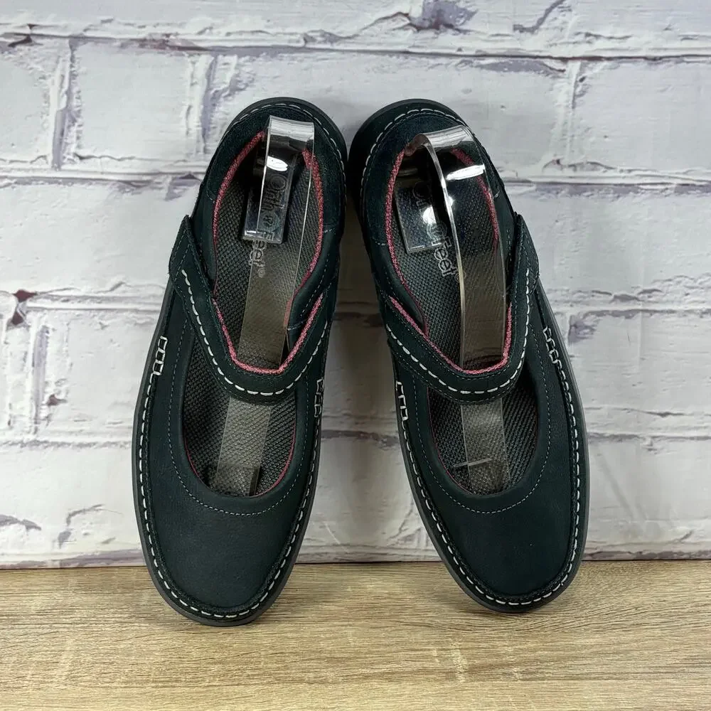 Orthofeet Athens 863 Navy Blue Mary Jane Shoes Women's 7 B Slip On Comfort